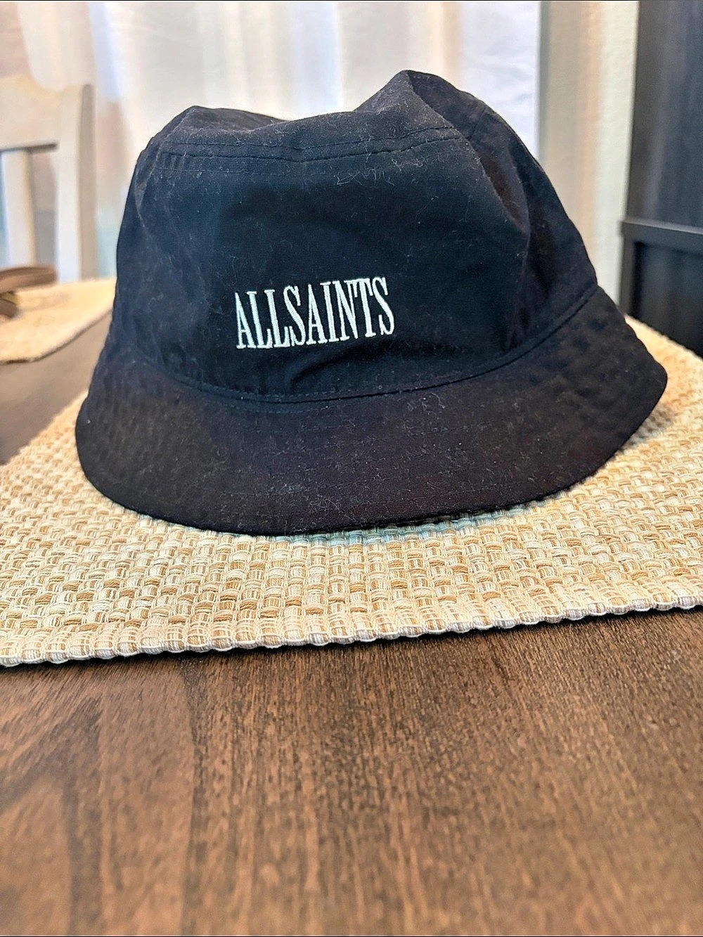 State Logo Bucket Hat AllSaints State Logo Black Bucket Hat